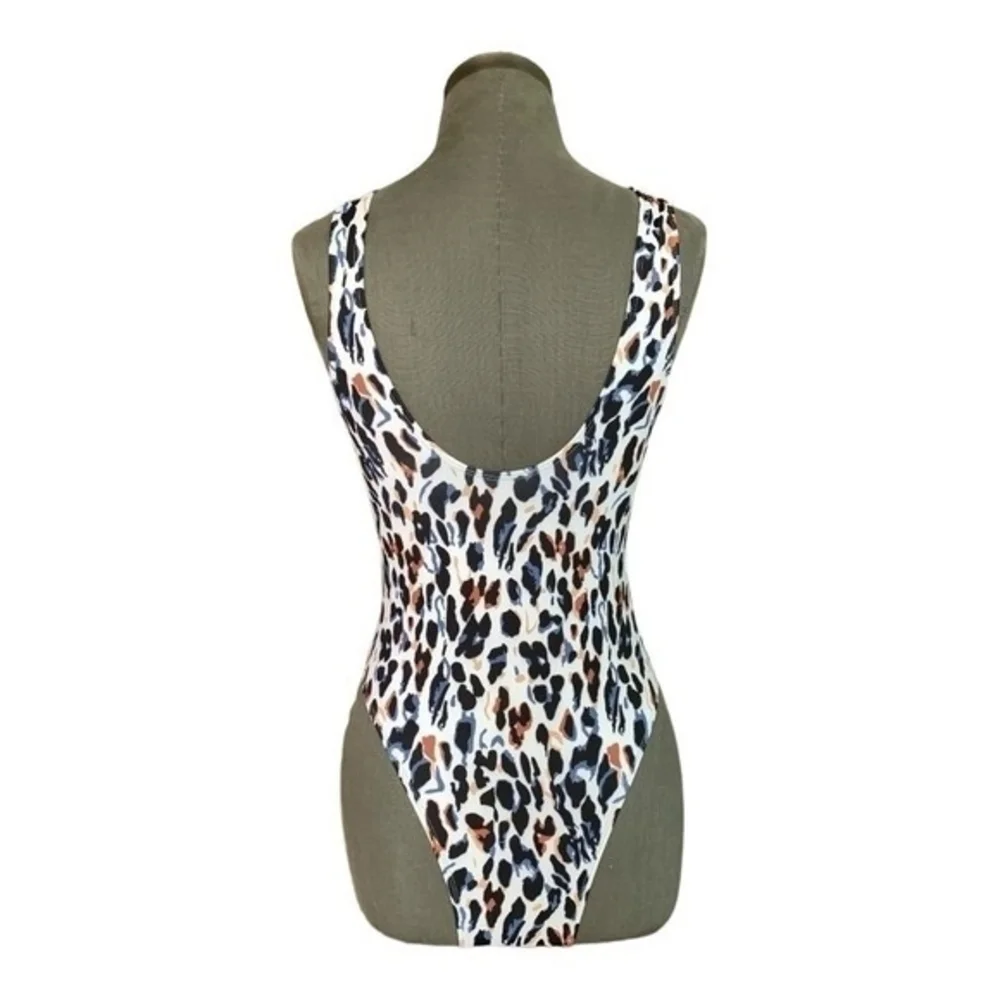 REUTTER Women's Blue Animal Print One Piece Swimsuit Size S Ring Front Cut-Out